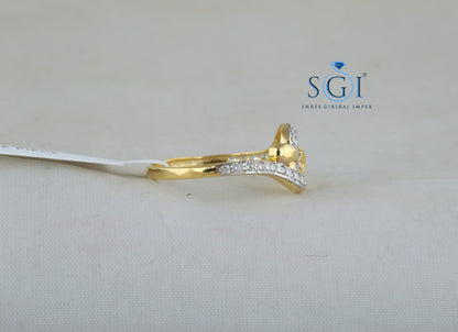 0.30ctw EF VVS VS Lab Grown Round Cut Natural Diamond Studded Ladies Ring, Two Tone Gold Diamond Ring, Party Wear Womens Ring In 18K Yellow Gold