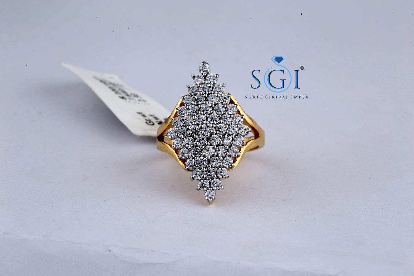 2ctw Round EF VVS VS Lab Grown multi Diamonds, Beautiful Rhombus Shape 14k Yellow Gold Diamond Ring