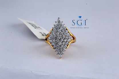 2ctw Round EF VVS VS Lab Grown multi Diamonds, Beautiful Rhombus Shape 14k Yellow Gold Diamond Ring