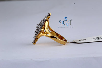 2ctw Round EF VVS VS Lab Grown multi Diamonds, Beautiful Rhombus Shape 14k Yellow Gold Diamond Ring