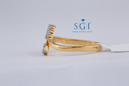 0.50ctw Round EF VVS VS Lab Grown 10k/14k/18K Yellow Gold Graceful Leaf Diamond Ring,Women ring collection online