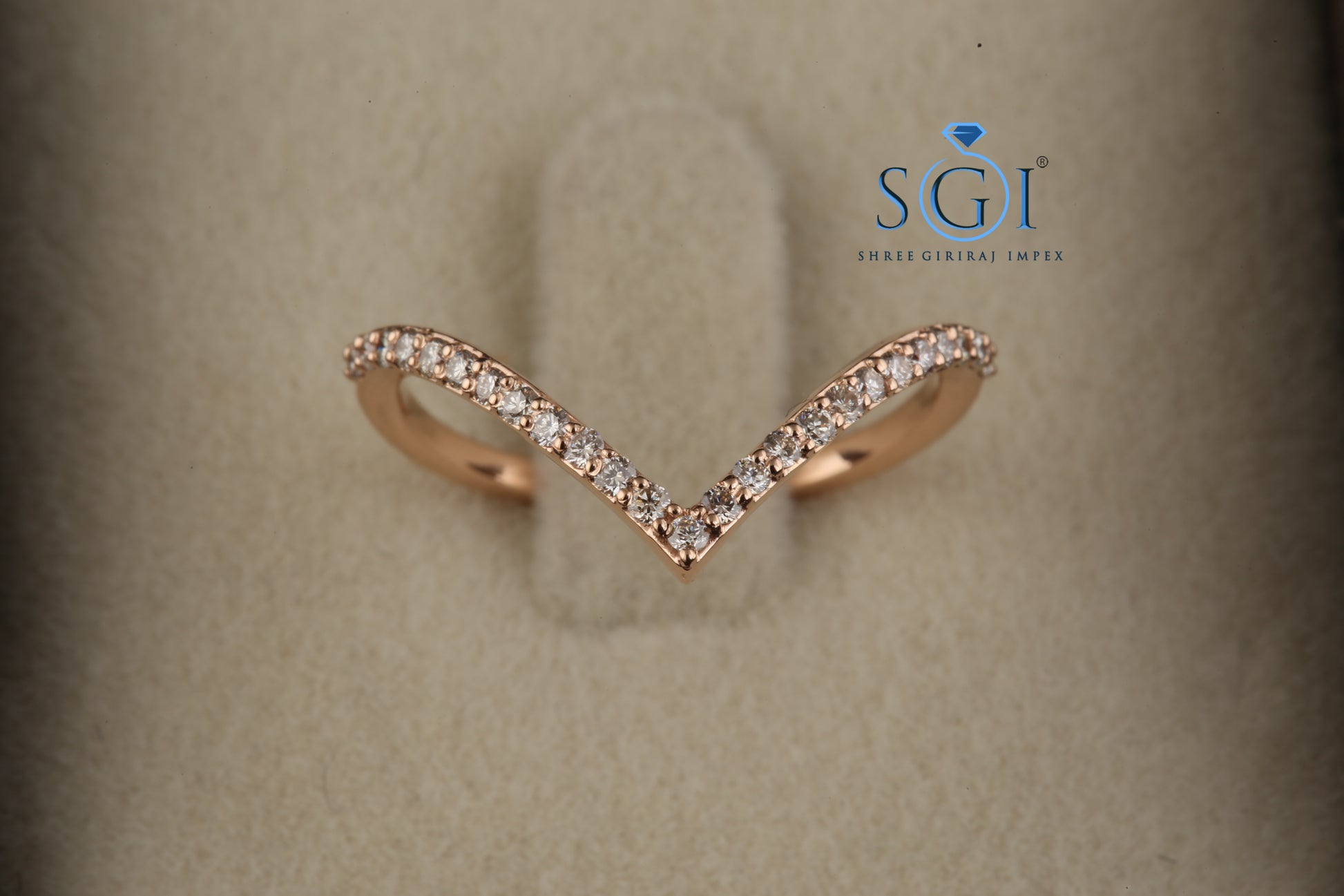 Buy Chevron Wedding Band Round Cut EF VVS VS Lab Grown Diamond V Shape Ring,Wedding Ring 14K Rose Gold Diamonds Ring Half Eternity Engagement