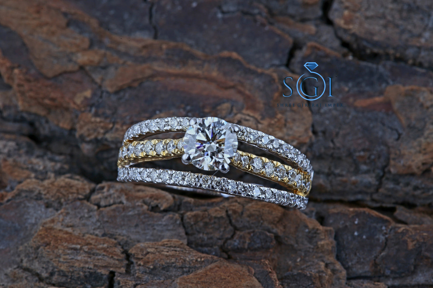 1.70ctw Moissanite Round Cut Diamond Engagement Ring ,Latest Multi Raw Diamond Ring, Elegant Diamond Ring, 18K Yellow/White Gold Diamond Ring