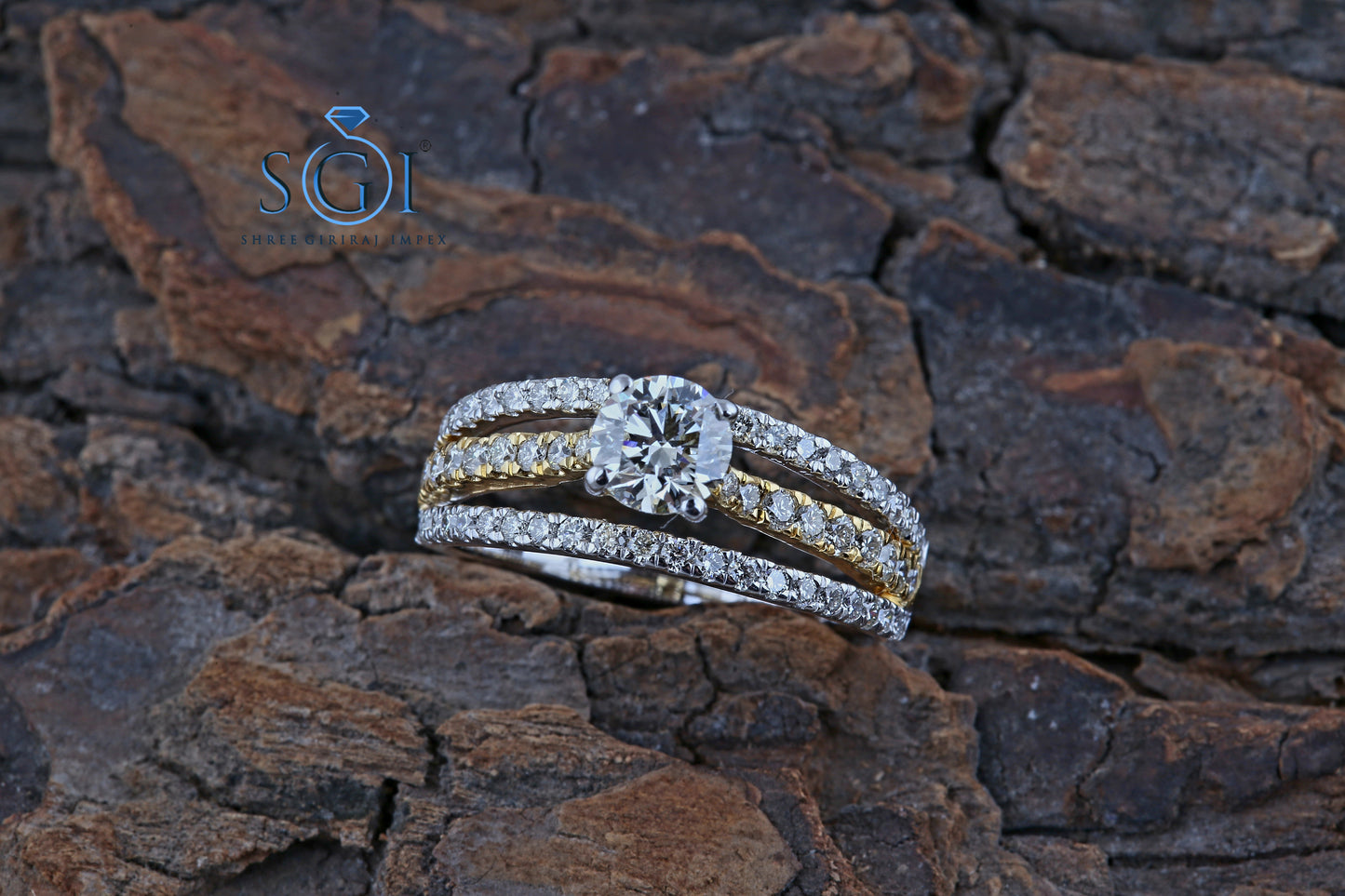 1.70ctw Moissanite Round Cut Diamond Engagement Ring ,Latest Multi Raw Diamond Ring, Elegant Diamond Ring, 18K Yellow/White Gold Diamond Ring
