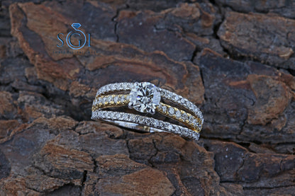 1.70ctw Moissanite Round Cut Diamond Engagement Ring ,Latest Multi Raw Diamond Ring, Elegant Diamond Ring, 18K Yellow/White Gold Diamond Ring