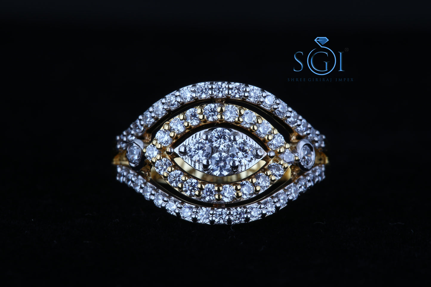 2.20ctw Colorless Star Melle Moissanite Round Cut Diamond Ring In 14K Yellow Gold, Multi Layer Ring For Ladies At Best Price, Womens Traditional Ring Collection