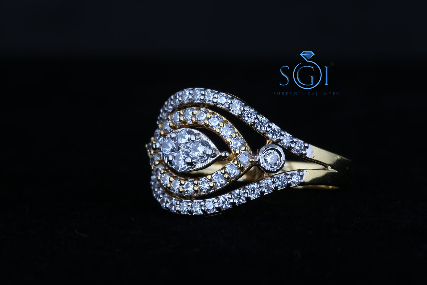 2.20ctw Colorless Star Melle Moissanite Round Cut Diamond Ring In 14K Yellow Gold, Multi Layer Ring For Ladies At Best Price, Womens Traditional Ring Collection