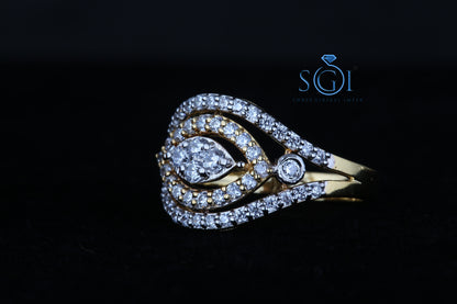 2.20ctw Colorless Star Melle Moissanite Round Cut Diamond Ring In 14K Yellow Gold, Multi Layer Ring For Ladies At Best Price, Womens Traditional Ring Collection
