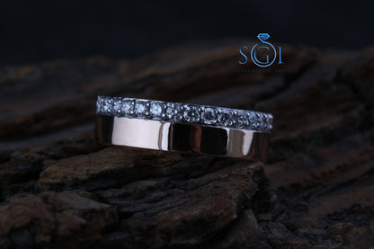 0.60ctw EF VVS VS Lab Grown Round Cut Asymmetric Half Claw Set Diamond Ring In 14K Rose Gold, Diamond Band For Womens
