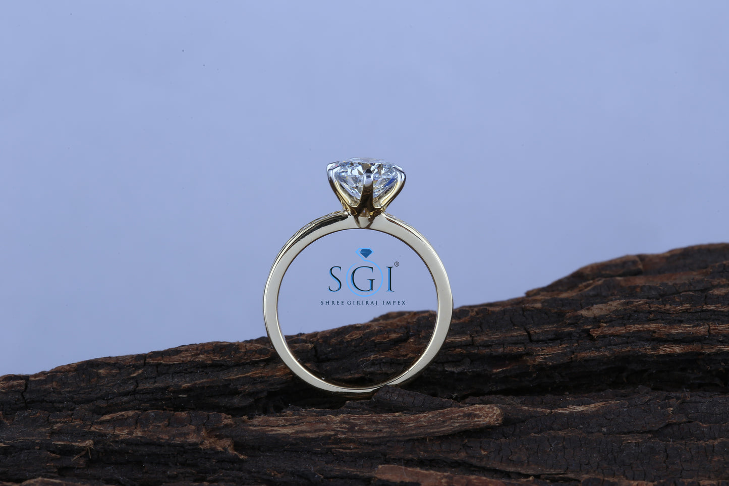 2ctw Round White D VVS1 Moissanite Diamond Wedding Propose Yellow Gold Ring With Side Accents