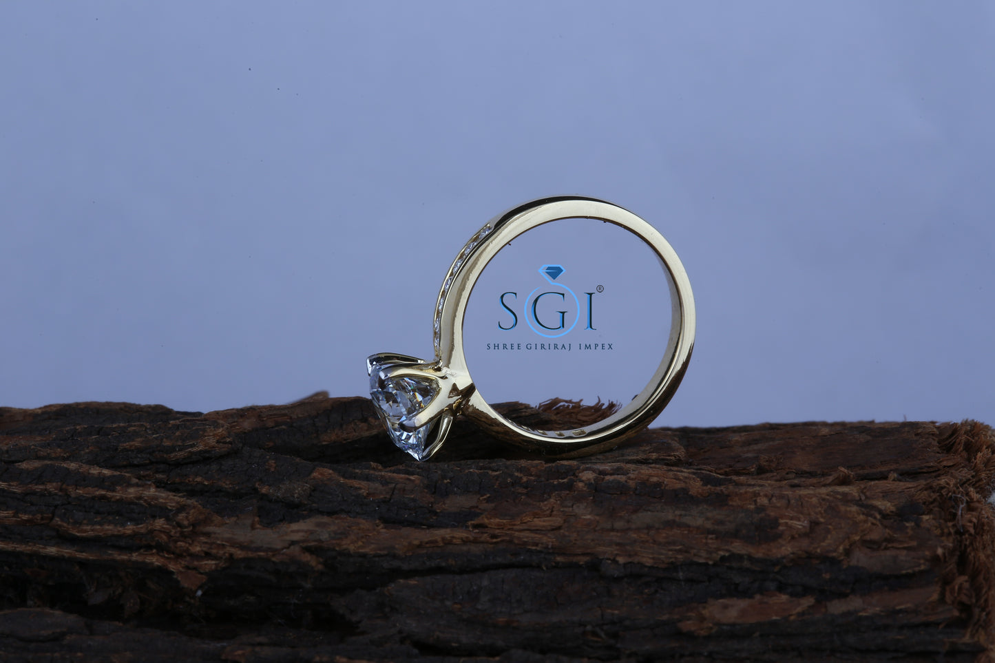 2ctw Round White D VVS1 Moissanite Diamond Wedding Propose Yellow Gold Ring With Side Accents