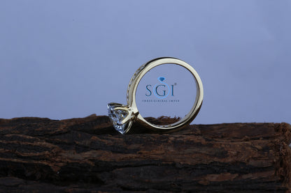 2ctw Round White D VVS1 Moissanite Diamond Wedding Propose Yellow Gold Ring With Side Accents