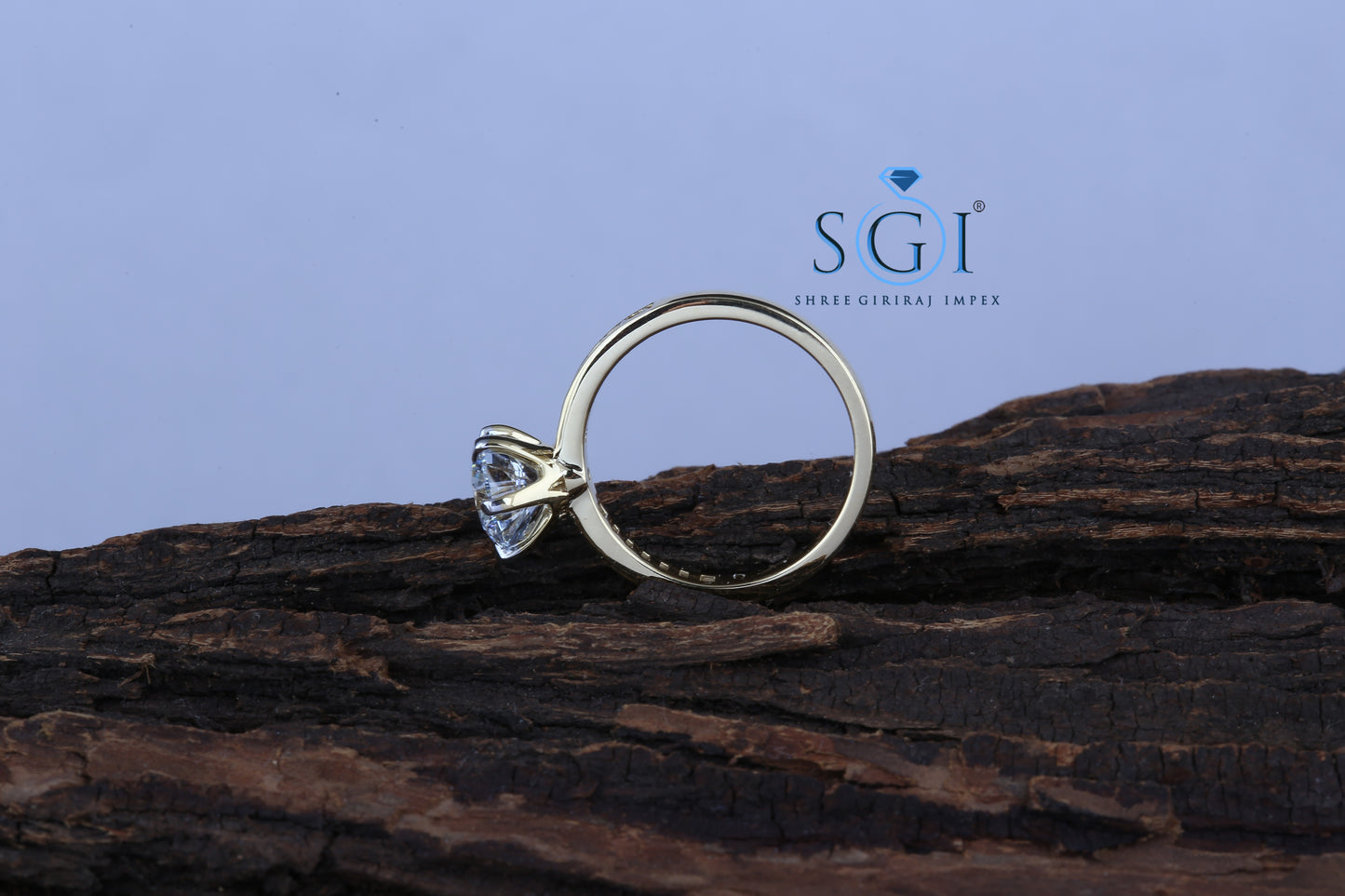 2ctw Round White D VVS1 Moissanite Diamond Wedding Propose Yellow Gold Ring With Side Accents