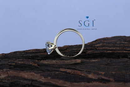 2ctw Round White D VVS1 Moissanite Diamond Wedding Propose Yellow Gold Ring With Side Accents