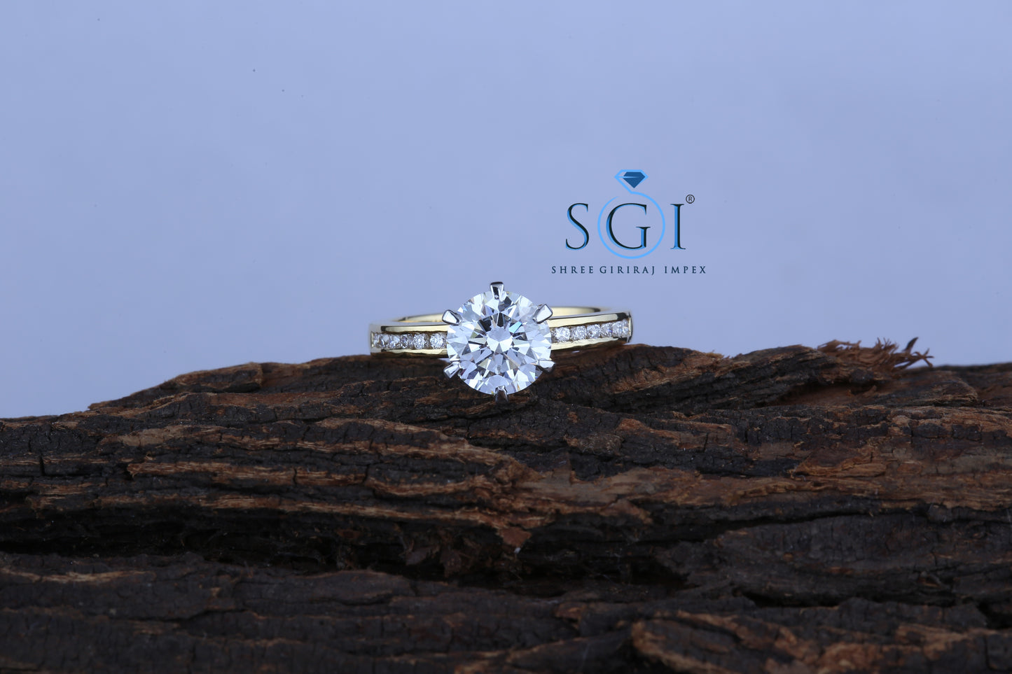 2ctw Round White D VVS1 Moissanite Diamond Wedding Propose Yellow Gold Ring With Side Accents