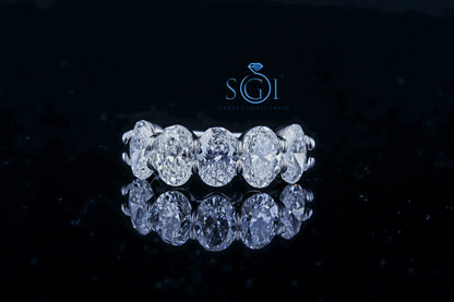 2.5ctw Oval Shape White Moissanite Diamond White Gold Five Stone Propose Ring Gift For Her Christmas gift