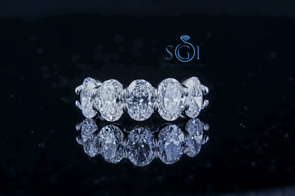 2.5ctw Oval Shape White Moissanite Diamond White Gold Five Stone Propose Ring Gift For Her Christmas gift