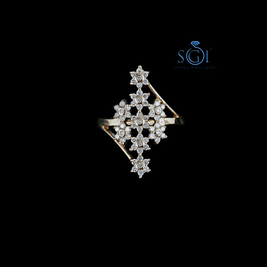 0.80ctw Round EF VVS VS Lab Grown Diamond Women's Natural Flower Gold Bypass Yellow Gold Traditional Ring