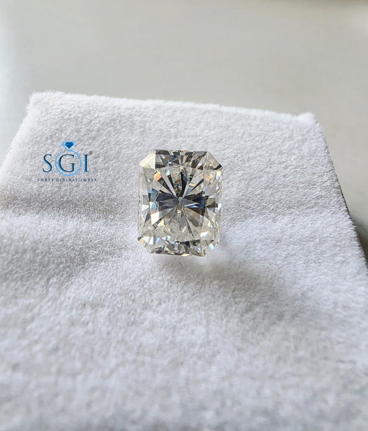 3.50 CT 8x10mm White Radiant Cut Moissanite E Color VVS1 | Lab Created Loose Gemstone