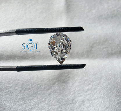 3 CT Step Cut Pear Shape Moissanite Loose Stone | Emerald Style Facets Lab Created Gemstone for Custom Jewelry