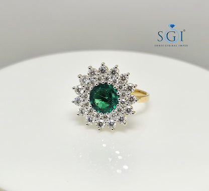 Lab Grown Emerald & Moissanite 18K Gold Ring - 3.20ctw