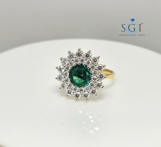 Lab Grown Emerald & Moissanite 18K Gold Ring - 3.20ctw
