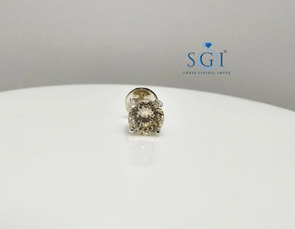 Men’s 6.5mm Fancy Yellow Moissanite Stud – 1CT Solitaire in White Gold