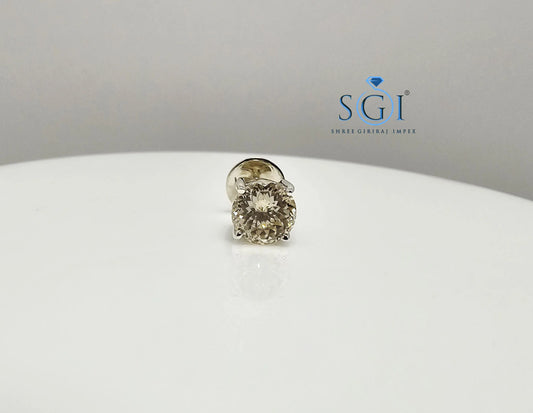Men’s 6.5mm Fancy Yellow Moissanite Stud – 1CT Solitaire in White Gold