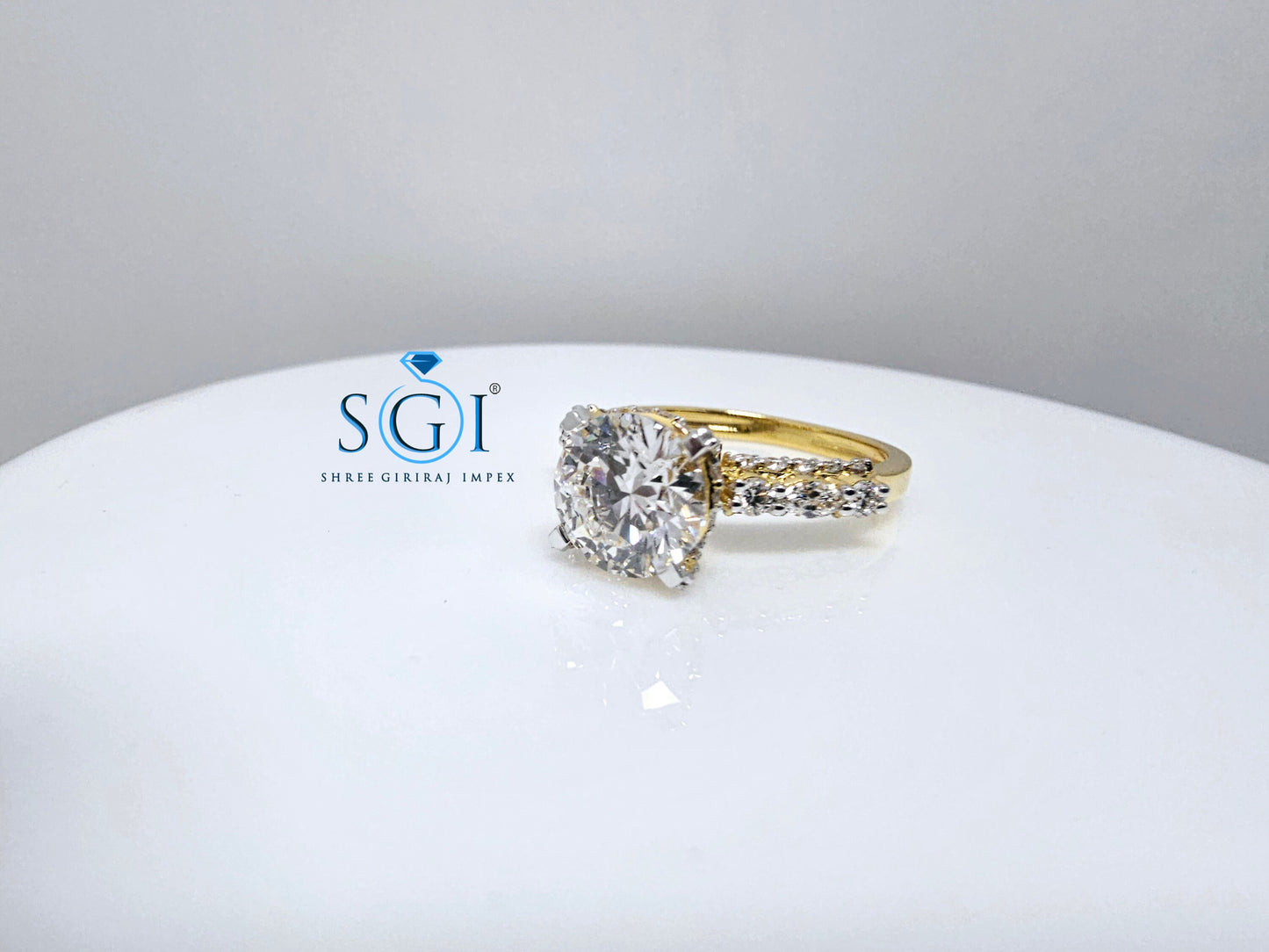 Yellow Gold Lab Grown Diamond Ring – 3 CTW with Marquise and Star Accents