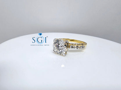 Yellow Gold Lab Grown Diamond Ring – 3 CTW with Marquise and Star Accents