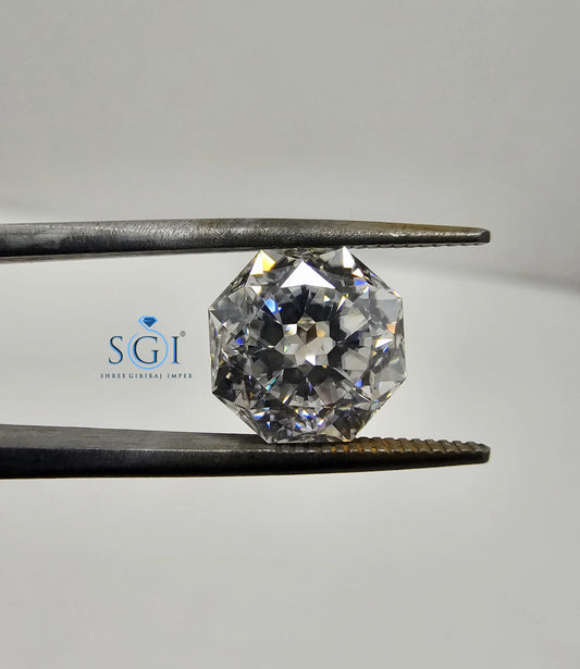 4.04 Ct Octagonal Modified Brilliant Cut White Moissanite Diamond Ideal for Fine Jewellery Settings