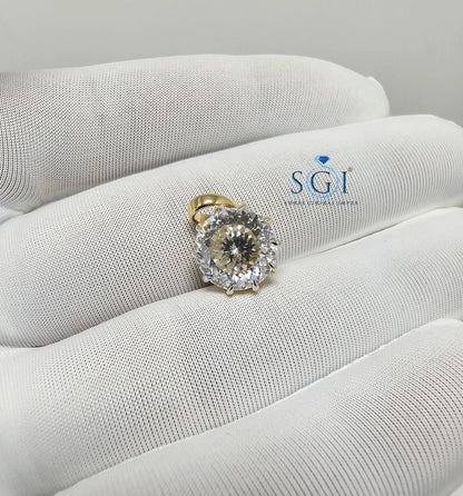 18K Gold Moissanite Solitaire Pendant: Handmade Fine Jewelry, 4.15 Carat