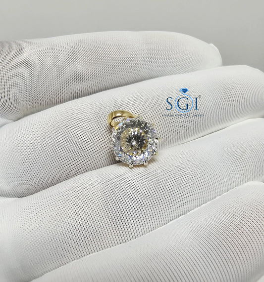 18K Gold Moissanite Solitaire Pendant: Handmade Fine Jewelry, 4.15 Carat