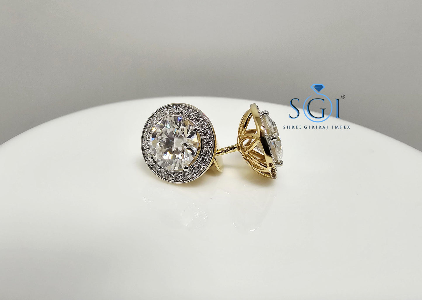 4.72 Ct White Moissanite Diamond Luxurious Earrings in 14K Hallmarked Gold Elegant Fine Jewelry