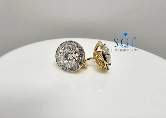 4.72 Ct White Moissanite Diamond Luxurious Earrings in 14K Hallmarked Gold Elegant Fine Jewelry