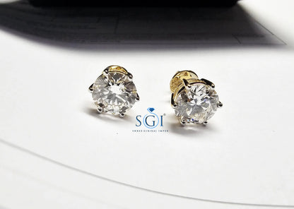 5.10 Ct Lab-Grown Diamond Stud Earrings: 18K Yellow Gold, IGI Certified