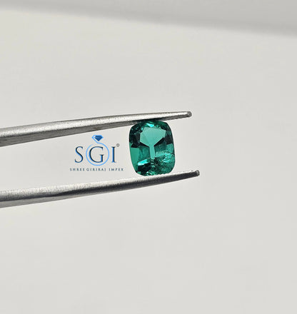 3.70CT Lab Grown Emerald: Old Mine Cushion Cut Zambian Green Gemstone
