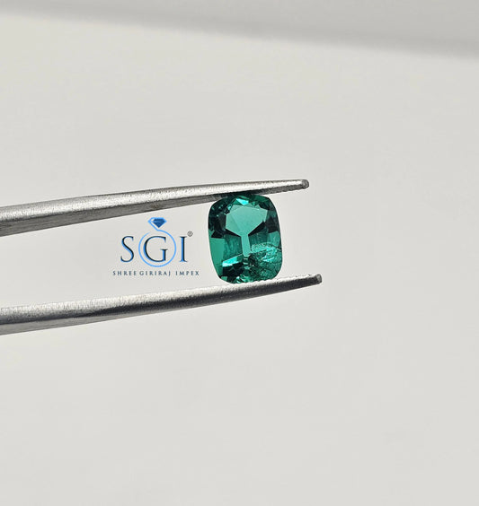 3.70CT Lab Grown Emerald: Old Mine Cushion Cut Zambian Green Gemstone