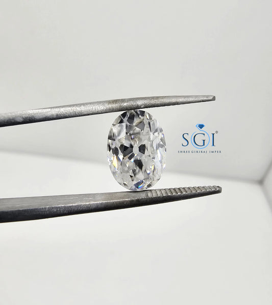 3.25CT Old European Cut Oval Moissanite | 8x11mm Loose Stone | Vintage Style Diamond Alternative