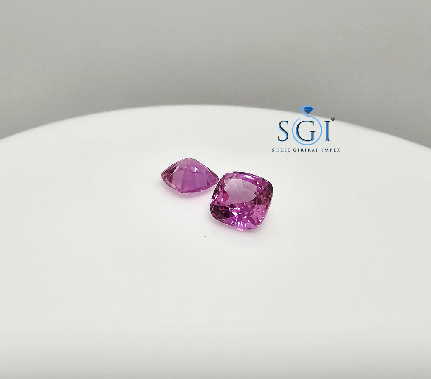 Lab Grown Pink Sapphire: 4.50ct Cushion Cut Loose Gemstone