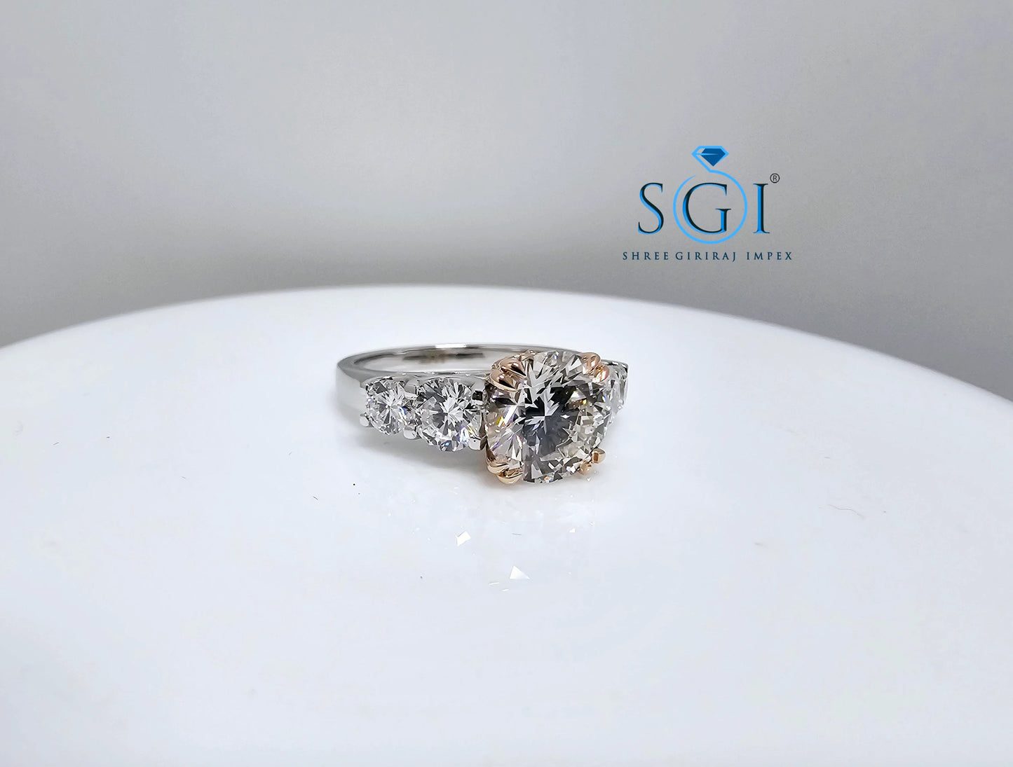 4.15ctw Lab Grown Diamond Five Stone White Gold Engagement Ring
