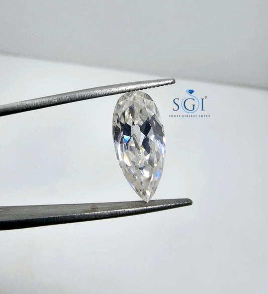 Pear Shape Moissanite Diamond: 5 Carat Old European Cut