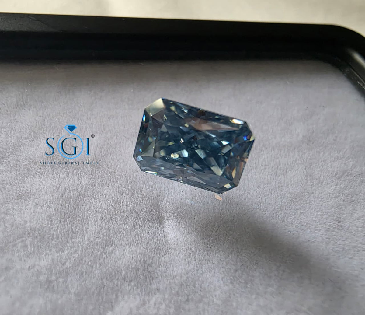 3.15 CT Blue Elongated Radiant Cut Moissanite 7x10mm | Lab Created Loose Gemstone for Custom Jewelry