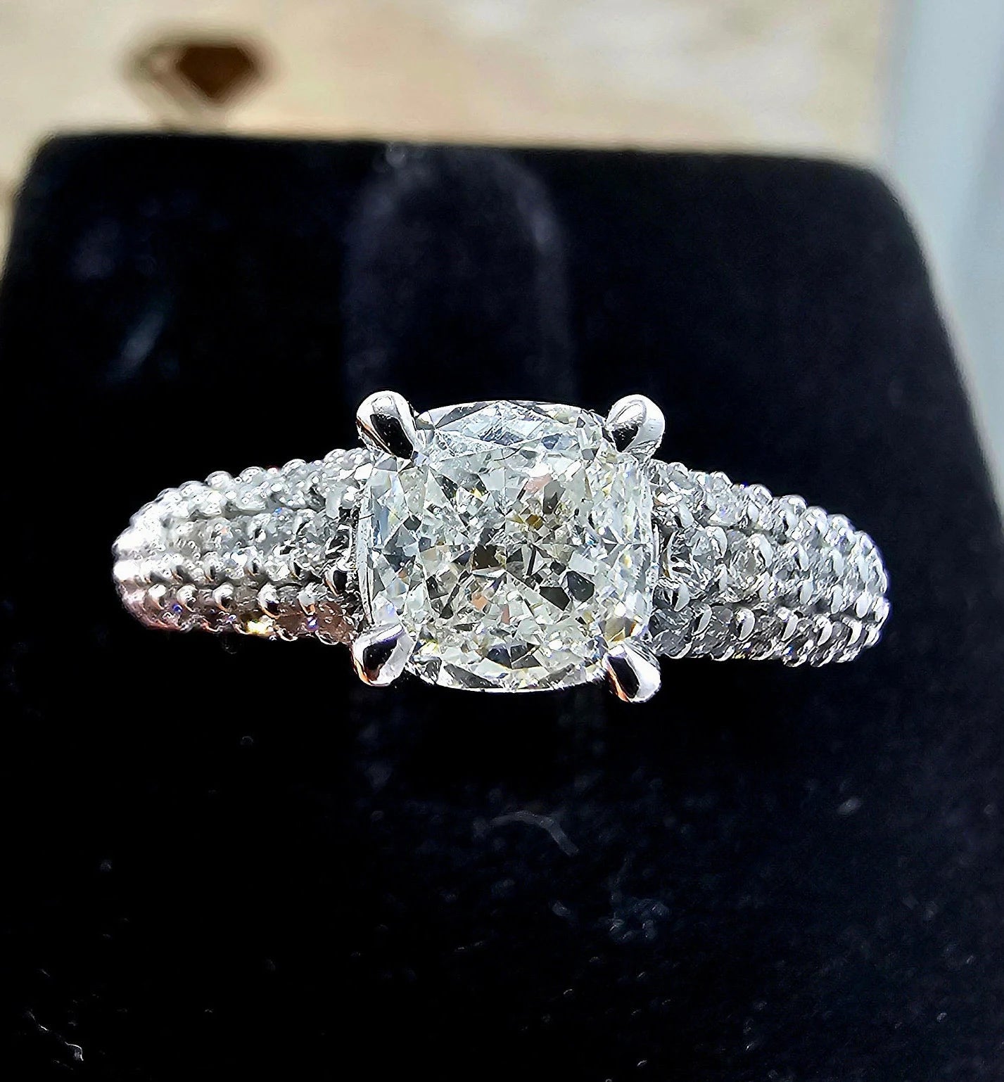 1.64ctw Lab-Grown Diamond Proposal Ring: Cushion & Round, Yellow Gold