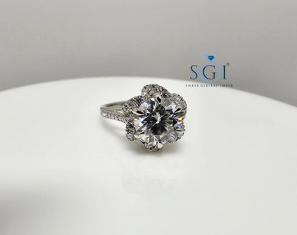 925 Sterling Silver Vintage Ring – 2.5ctw Moissanite Diamond Solitaire