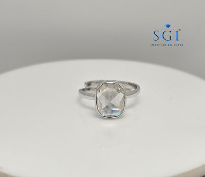3.5ct Cushion Rose Cut Moissanite Engagement Ring: Adjustable Bezel Setting