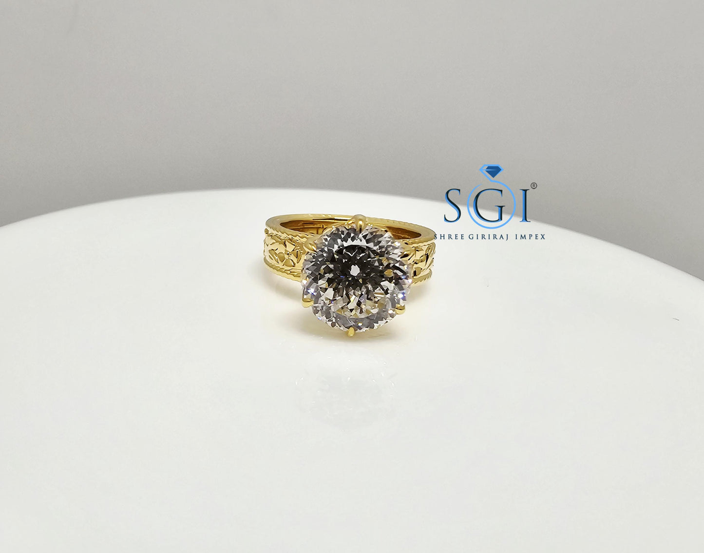 18K Yellow Gold Ring: 3.51 Ct Lab-Grown Portuguese Cut Diamond