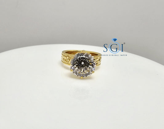 18K Yellow Gold Ring: 3.51 Ct Lab-Grown Portuguese Cut Diamond