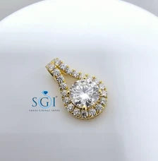 4ctw Moissanite Halo Pendant: Yellow Gold Wedding Jewelry