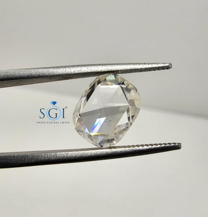 Cushion Shape 3.5ct Rose Cut Moissanite | Real Diamond Look | For Rings & Custom Jewelry
